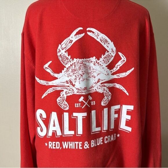 Salt Life XL Crew French Terry Cloth Interior Cotton Blend Pullover Sweatshirt - Picture 3 of 15